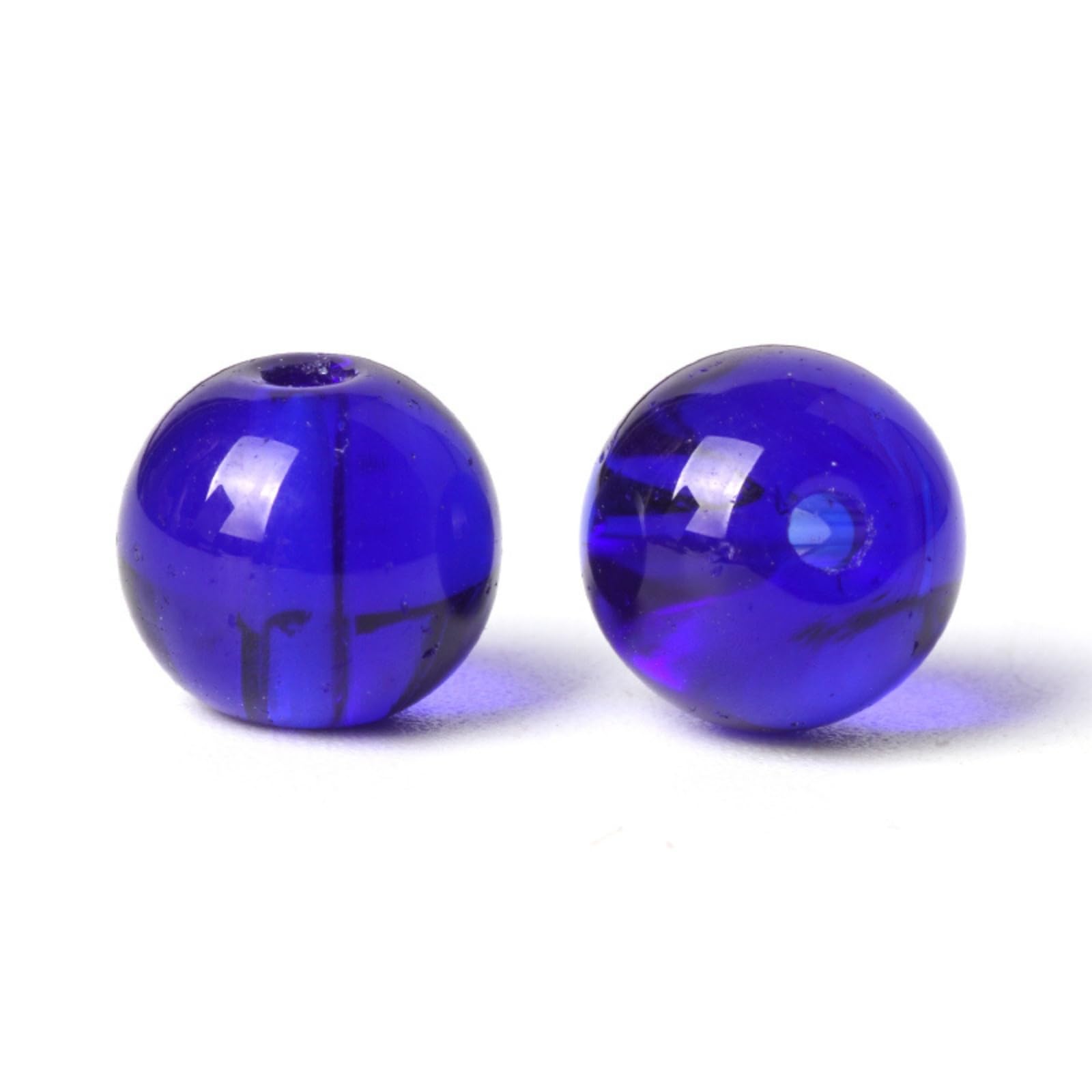 Lot De 200 Perles En Verre Bleu Mat - Diamètre Environ 7 Mm, Rondes - Occasion (Inde 1980)
