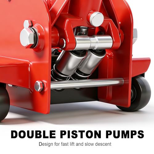 Image of Jack Boss 3 Ton Floor Jack, 6600LBS Capacity Hydraulic Car Jack, Low Profile Portable Jack with Dual Pumps, Quickly Lift Steel Service Jack, Lifting Range 3-1 /8 inch Min to 20 inch Max Red
