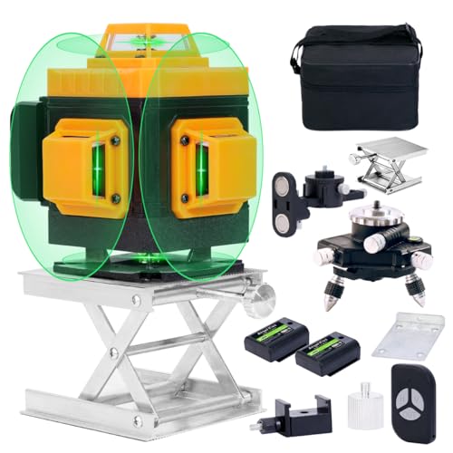 Laser Level Self-Leveling 4 x 360° - 4D Green Cross Bright Line Laser 100ft Range for Picture Hanging, Tile Installation, Indoor DIY & Construction | Magnetic Mount, 2 Rechargeable Batteries by Angel Kiss - Used condition - US$72.52