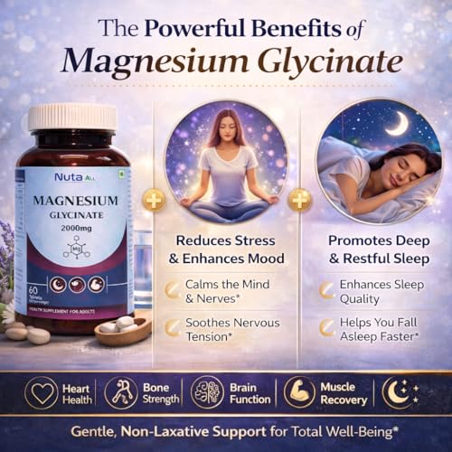 Image of Magnesium Glycinate 2000mg | Highly Bioavailable Magnesium Tablets for Sleep, Muscle Relaxation & Stress Support | 180 tablets