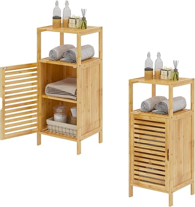 AuraCraft Bambus Beistellschrank,Buffets,Badezimmerschrank,Konsole,Aufbewahrungsschrank Schränke,Für Badezimmer,Wohnzimmer,Küche,Multifunktional,Großer Stauraum (36 x 85 cm)