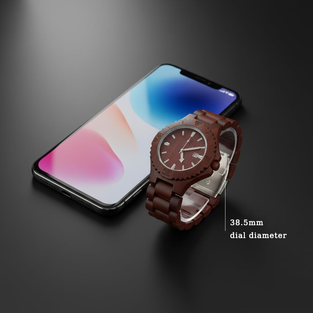 Orologio personalizzato in legno di bambù marrone da uomo, quadrante con foto artistiche in bianco e nero fai da te, cassa posteriore incisa, orologio da polso in legno da 38,5 mm con bracciale a
