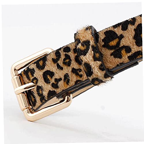 Ladies Leopard Print Pu Leather Belt Retro Artificial Horse Hair Waistband Women Pants Dresses Accessories2