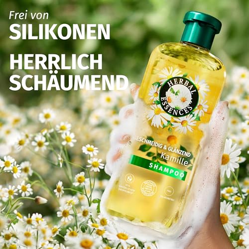 Herbal Essences Geschmeidig & Glänzend Shampoo mit Kamille 350ml. Von Stumpfem Haar zu Glänzendem Haar, Mit Kamillenextrakt, Vegan, Silikonfrei