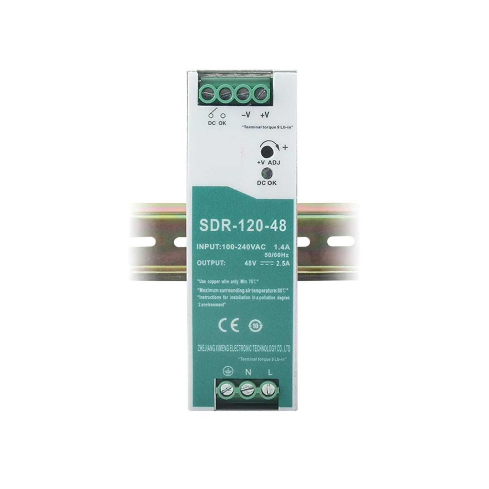 PWANUIGTE SDR-120-48 100-240AC to 48V 2.5A 120W Din Rail Power Supply