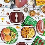 Football Party Decorations & Supplies Kit- All-in-One Football Birthday Decor with Premium Plates, Touchdown Tablecloth, Backdrop, Banner & Superbowl Party Accessories for 10 Guests - Image 3