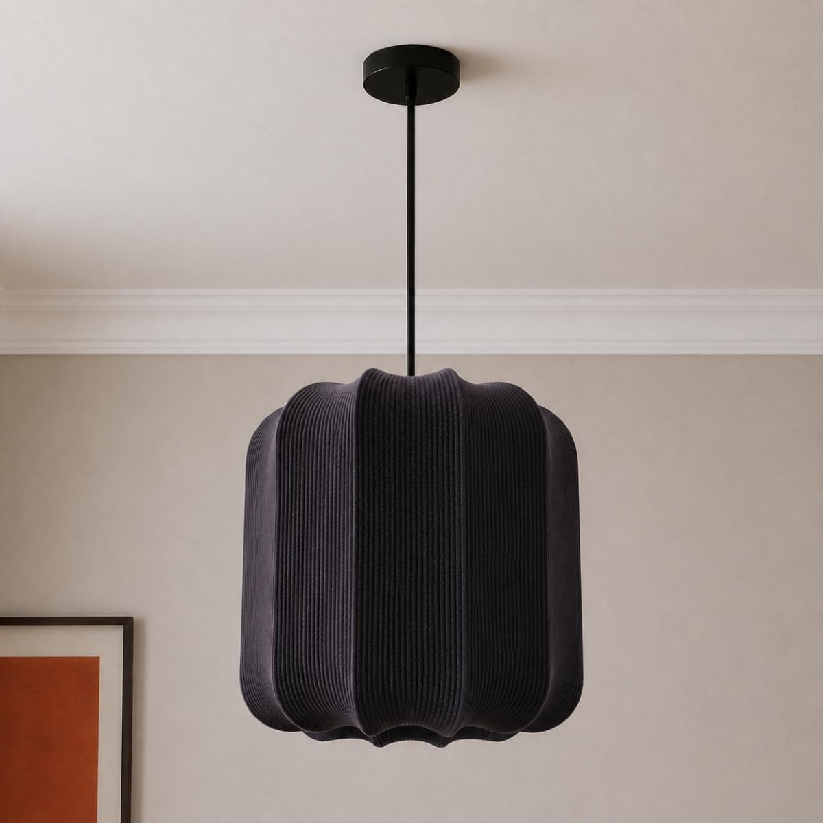 Cgc Lighting Black Cylinder Indoor Lamp Shade Ribbed Stretch Cotton Fabric Hanging Ceiling Floor Table Lamp (Black Cylinder)