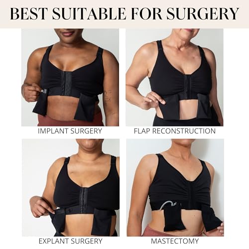 AnaOno Pocketed Post-Surgery Bra - Front Closure Bras for Women W/Removable Drain Pockets - Light Compression Mastectomy Bras4