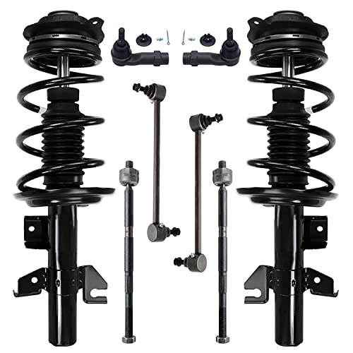 Image of Detroit Axle - 8pc Front Struts w /Coil Spring Sway Bar Links Outer Inner Tie Rods Replacement for 2013 2014 2015 2016 Dodge Dart Quick Install Ready Struts Shocks Assembly