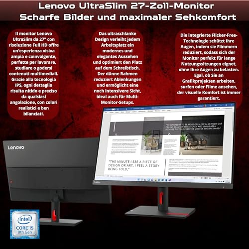 Lenovo Kompletter Business-Computer ThinkCentre Mit 27 Zoll Ultra Slim Monitor | Intel Core i5 8500 | DP USBC | 16 GB | 512GB | Webcam Win 11 Pro MS Office 2021 Pro Garantie 36 Monate (überholt)