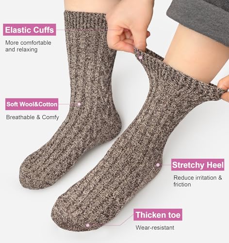 YSense Wool Socks for Women, Winter Boot Socks Stocking Stuffers Gifts for Women Warm Crew Hiking image 4