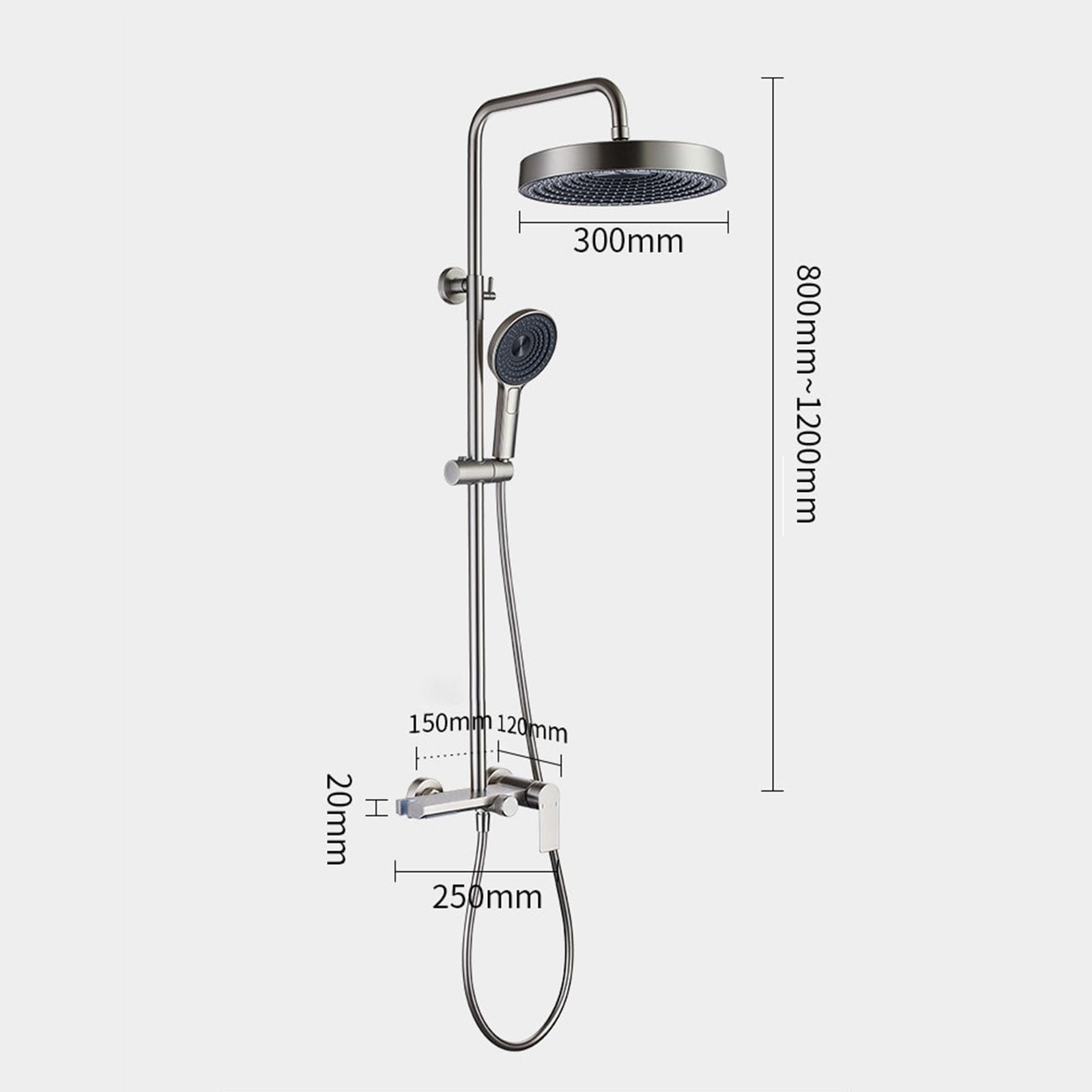 Columna de Ducha con Repisa y Grifo Cascada Gris Pistola