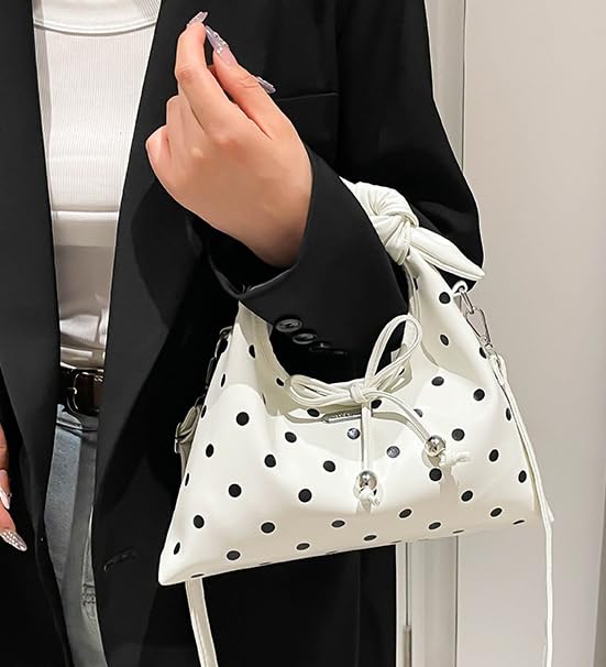 Polka Dot Tote Bag for Women Small Clutch Handbags Shoulder Purse Satchel for Travel Work2