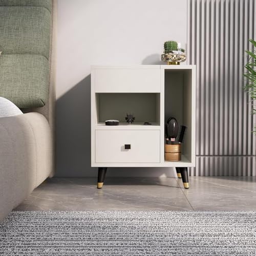 Image of Bniture Engineered Wood Dressing Table with 1 Drawer, Mirror and Huge Storage Space | Vanity for Living Room, Bedroom (Frosty White)