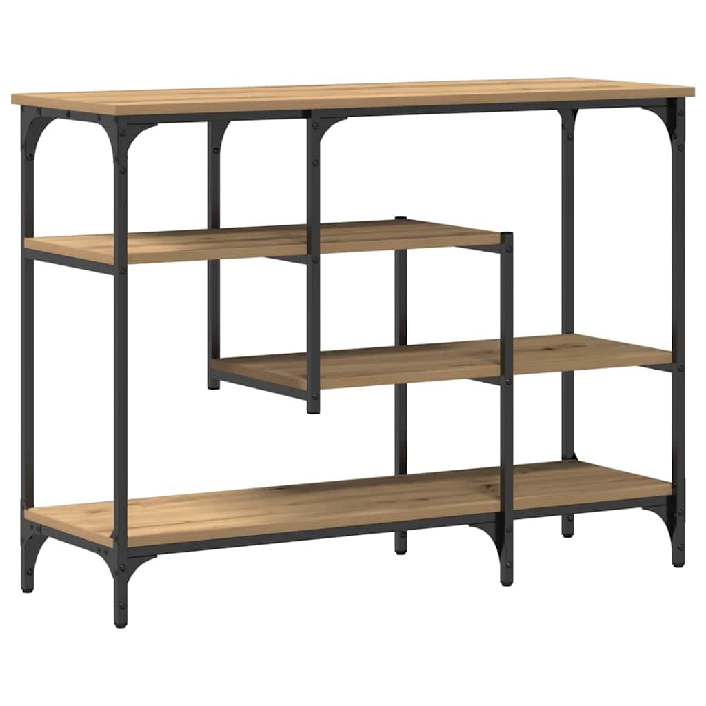 Tavolo consolle effetto rovere, 100 x 35 x 75 cm, tavolino da corridoio | Robusto tavolo da corridoio con ripiano in legno e metallo, ideale per soggiorno e ingresso.