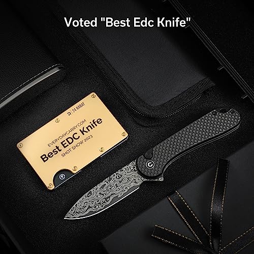 Image of CIVIVI Elementum II Pocket Folding Knife, 2.96 inch Damascus Blade Utility Knife with Deep Carry Pocket Clip for EDC C18062PB-DS1
