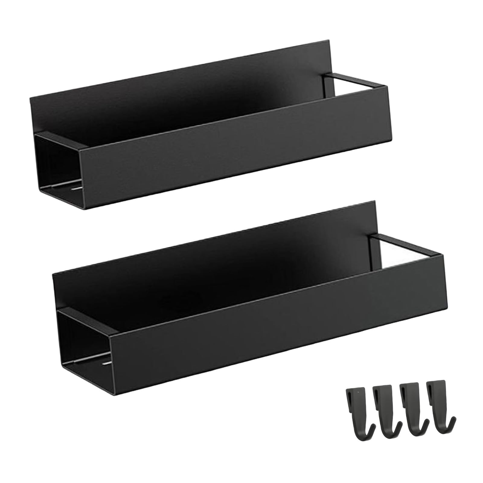 ZEPFJHE Condiment Organizer for Refrigerator Side, Carbon Steel 2 Shelf Kitchen Storage Rack with Black Finish Fridge Side Shelf Kitchen Organizer Condiment Holder Refrigerator Storage Rack
