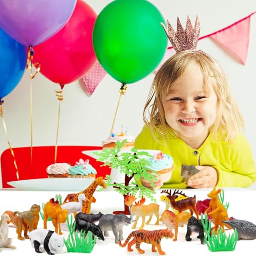 DOITEM Animals Spielzeug, Wild Jungle Zoo Tier, Mini Tierfiguren Set, 54PCS, Geschenke für Kinder Jungen Mädchen 3 4 5 6 Jahre Alt