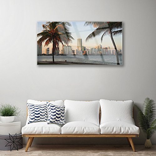 Plastique imprimés tableau mural ville de palmiers décoration verre 100x50
