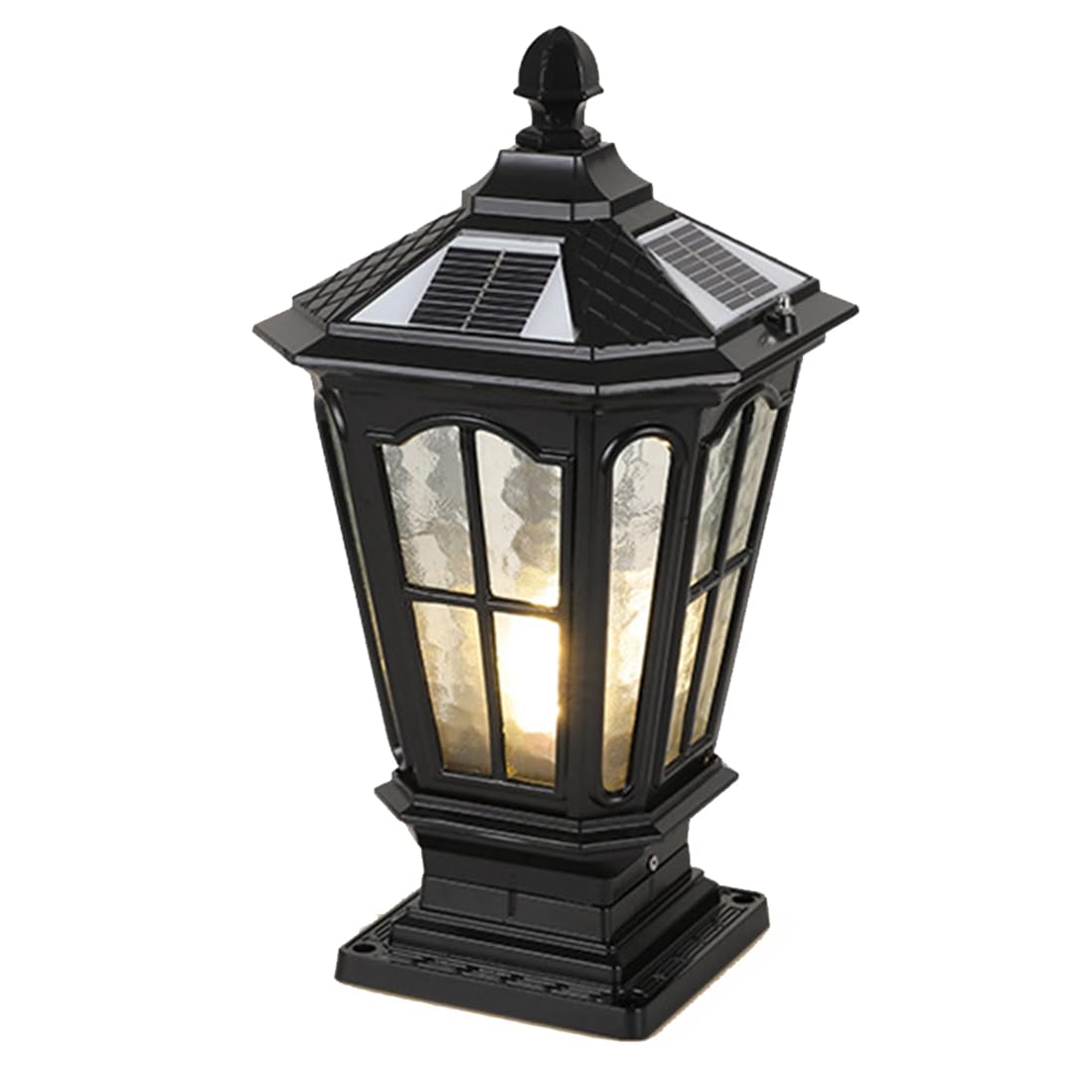 HCIPJQY Solar Yard Porch Fence Pillar Lights Outdoor Waterproof Garden Camping Column Lights American Retro Courtyard Glass Decor Lanterns Lights Or Tabletop Decor