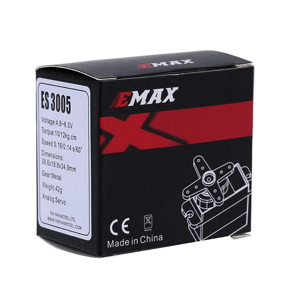 SPARKHOBBY EMAX ES3005 Metal Analógico Servo 42g Impermeable con Engranajes para RC Coche Helicóptero Barco Avión Piezas Accesorio DIY (ES3005 4 Piezas)