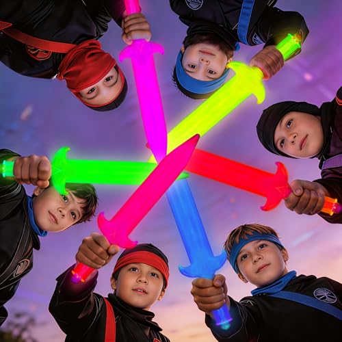 Mega-L Glow In The Dark Party Supplies Glow Up Sword Toy 6 Pcs