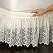 Collections Etc Lace Trimmed Elastic Bed Wrap, Easy Fit Dust Ruffle Bedskirt, Ivory, Twin/Full