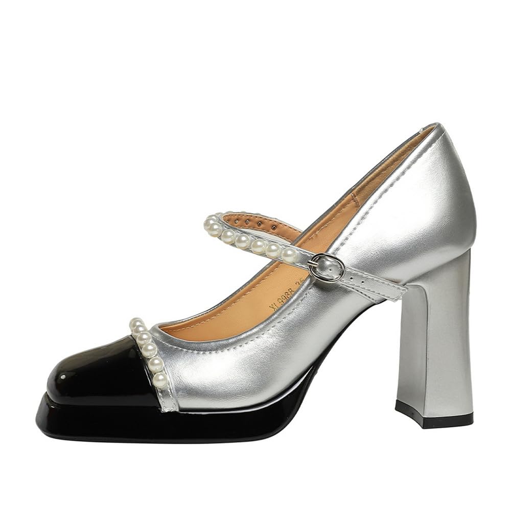 Donna 9,5 cm Cinturino alla Caviglia Piattaforma Tacchi Alti Vernice Perla Decorazione Party Club Wedding Ball Sandali