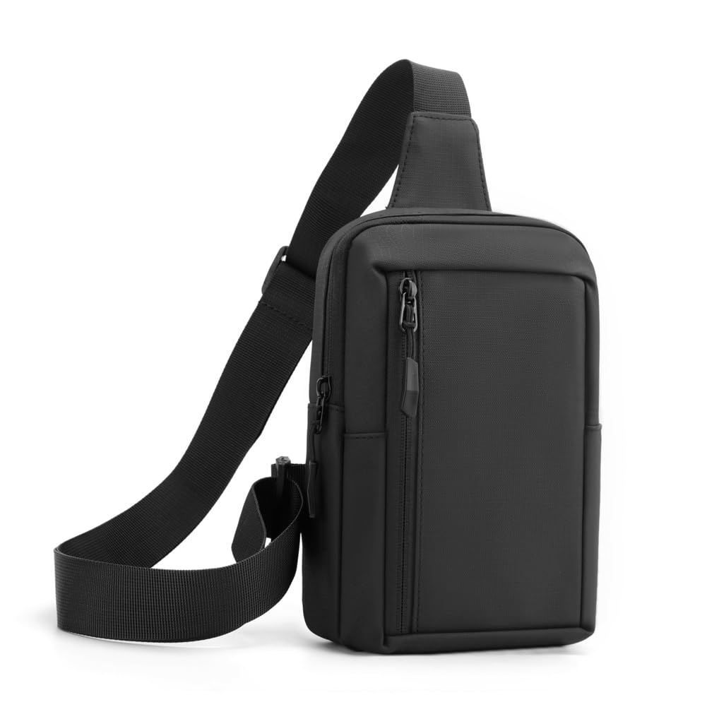 Sireck Crossbody Bag,Cross Body Fanny Packs for Men Women Trendy,Black Small Sling Phone Chest Bag for Workout Running