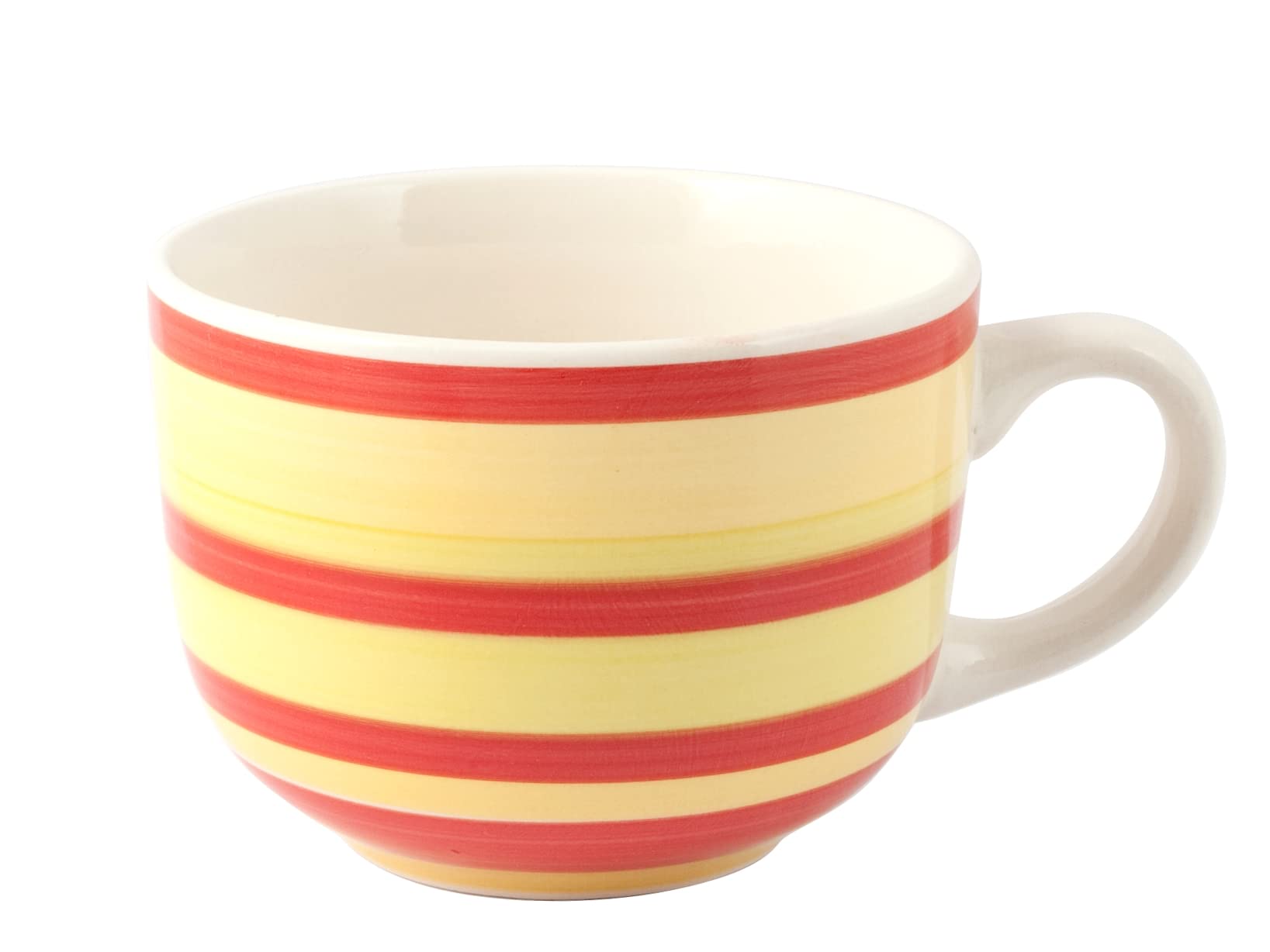 Home, Set mit 6 Frühstückstassen aus Steingut, 100 Streifen, ohne Untertasse, 530 ml, spülmaschinenfest und mikrowellengeeignet