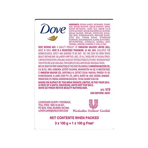Image of Dove Go Fresh Revive Beauty Bar, 100 g (Pack of 4)