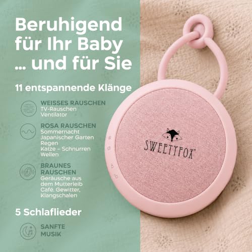 Sweety Fox White Noise Machine, Einschlafhilfe Kinder, Nachtlicht, Rosa – Ansicht 4