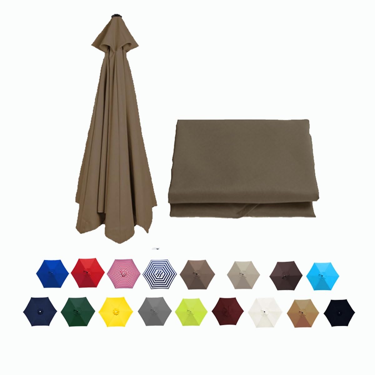 KXXZAAU 6.5ft 7.5ft 9ft 10ft Patio Umbrella Replacement Canopy for 6 Ribs 8 Ribs Replacement Canopy Top Water Resistant UV Sun Protection Canopy Cover (Color : Dark top, Size : 2.30m/7.5FT-8Ribs)