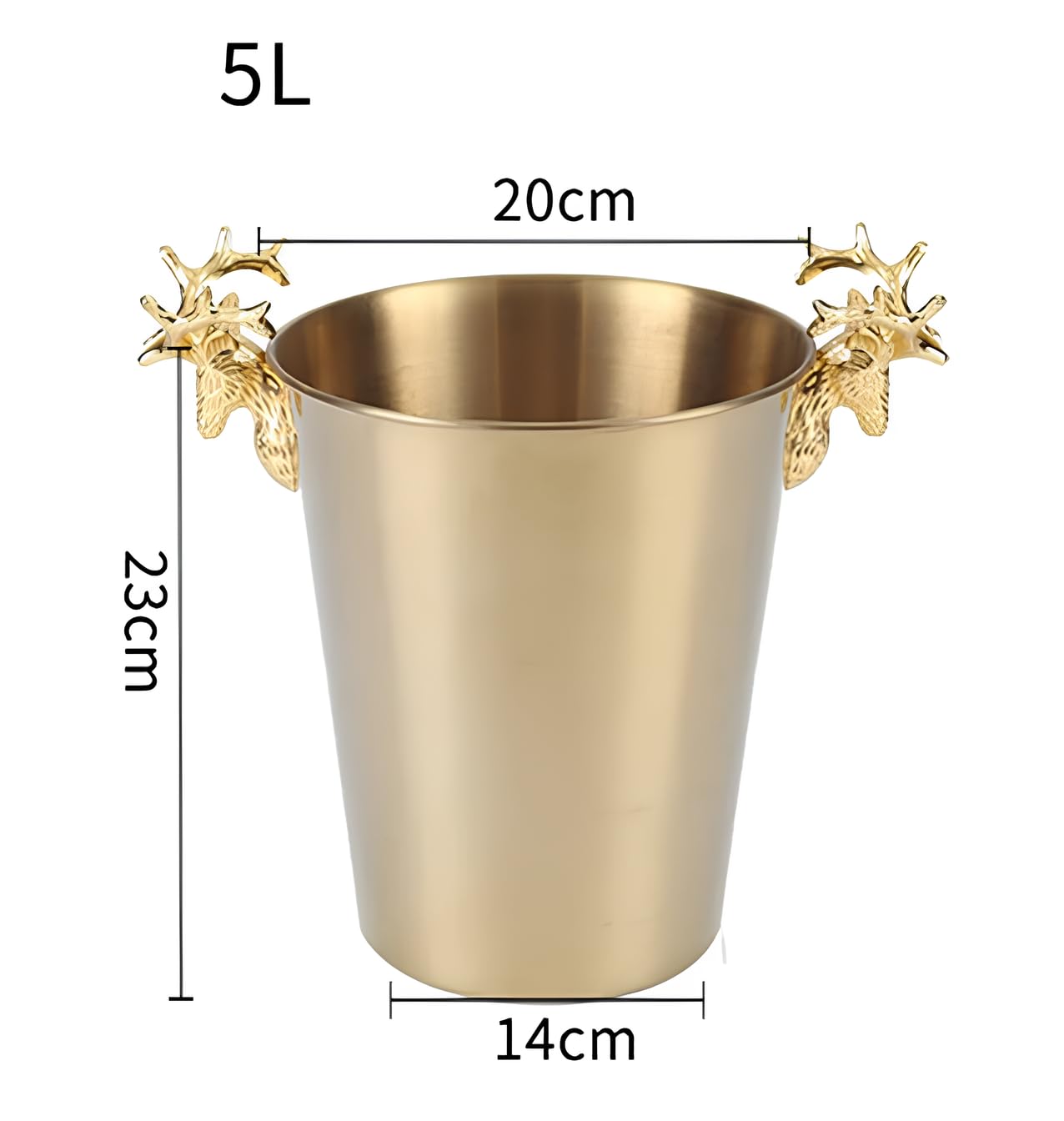 Seau à glace élégant en acier inoxydable doré – 5 L refroidisseur de vin et boissons pour la maison ou le bar