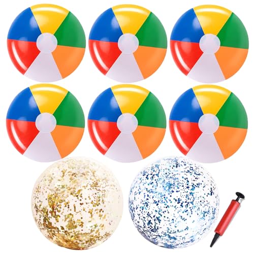 Pelota de Playa Hinchable,6 Piezas de Bolas de Playa de Arco Iris,Bolas de Playa para...