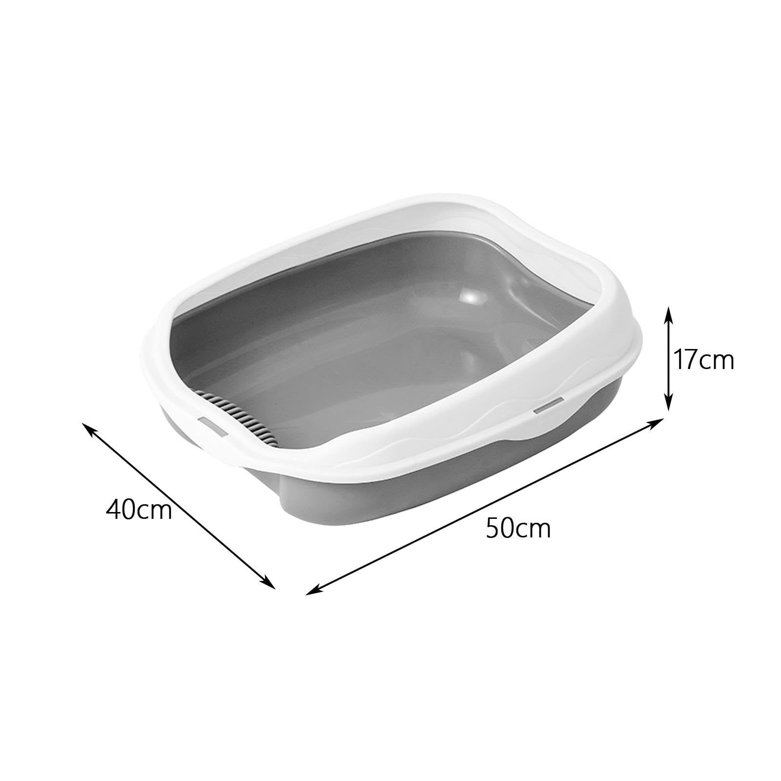 Sharplace Katzentoilette, Katzenklo ohne Deckel, Offene Katzenklo mit Hohem Rand und Schaufel, Katzen WC, Schalentoilette, Haustiertoilette für Katzen, Kaninchen, Grau L 50x40x17cm