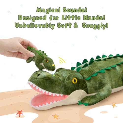 Image of Talking Alligator Stuffed Animal with 3 Babies & 3 Eggs, 23.6 inch
