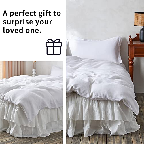 BISELINA-White-Ruffled-Bed-Skirt-18-Inch-Tailored-Drop-Cotton-Voile-Dust-Ruffle-Soft-Cozy-Elegant-Luxurious-Bedding-18-King-White BISELINA White Ruffled Bed Skirt 18 Inch Tailored Drop Cotton Voile Dust Ruffle Soft Cozy Elegant Luxurious Bedding 18 King White