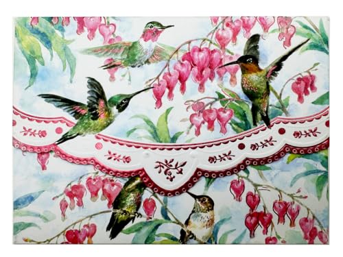 Image of Poster Foundry Set of 3 - Hummingbird Boxed Note Cards by Carol Wilson. 10 embossed 4x5 Die-Cut Notecards and Matching Envelopes in Decorative Gift Box with Magnetic Flap. NCP2508