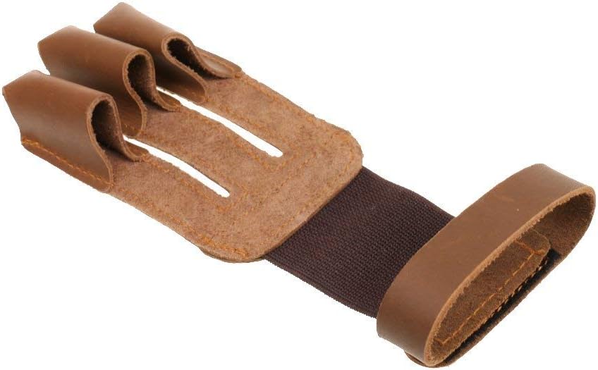 Outdoor Archery Pull Bow Arrow Protector 3 Fingers Hand Glove with 4 Straps Arm Guard Protective Gear