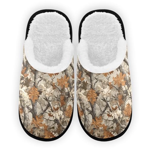 Retro Yellow Tree Camo Slippers For Women Men Soft Memory Foam Non-Slip Camouflage Winter Indoor House Shoes Travel Slipper