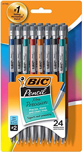 BIC Xtra-Precision Mechanical Pencil, Metallic Barrel, Fine Point (0.5mm), 24-Count