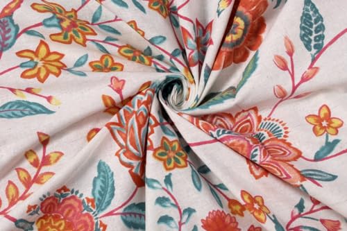 Image of The Furnishing Tree Elastic Cotton Oval Dining Table Cover 30x48 in Inches Floral Multicolor on offwhite Base