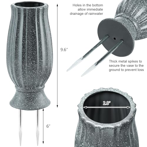 Vase funéraire de 25,4 cm avec Piquet métallique pour décoration de tombes – vue 4