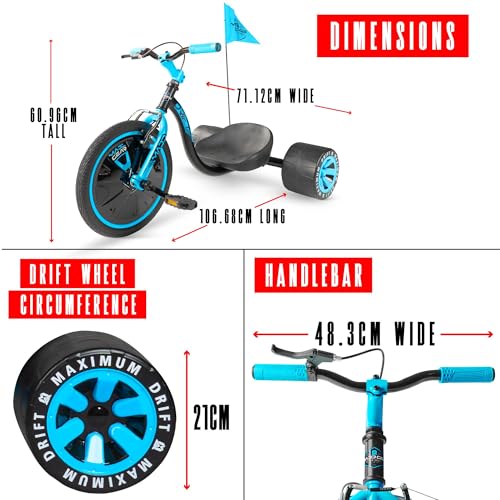 Image of Madd Gear Drift Trike for Kids Ages 5+, 16 inch Front Wheel, Adjustable Seat