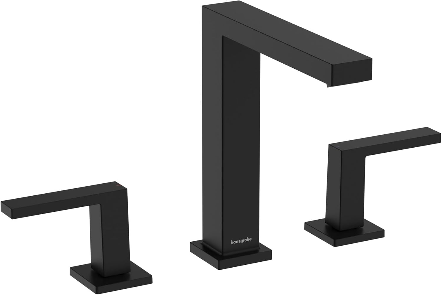 hansgrohe Tecturis E Widespread -Handle -Hole 8-inch Tall Bathroom Sink Faucet in Matte Black, 73031671