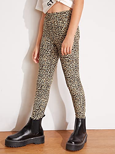 WDIRARA Girl's Leopard Print Elastic High Waist Leggings Casual Skinny Pants3