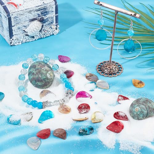 SUNNYCLUE 1 BOX 84Pcs 7 Colors Shell Charms Natural Seashell Charms Seashells Teardrop Small Akoya Beach Flat Ocean Water Drop Charms for jewellery Making Charms Bracelet Earrings Necklace Beginners - Image 4