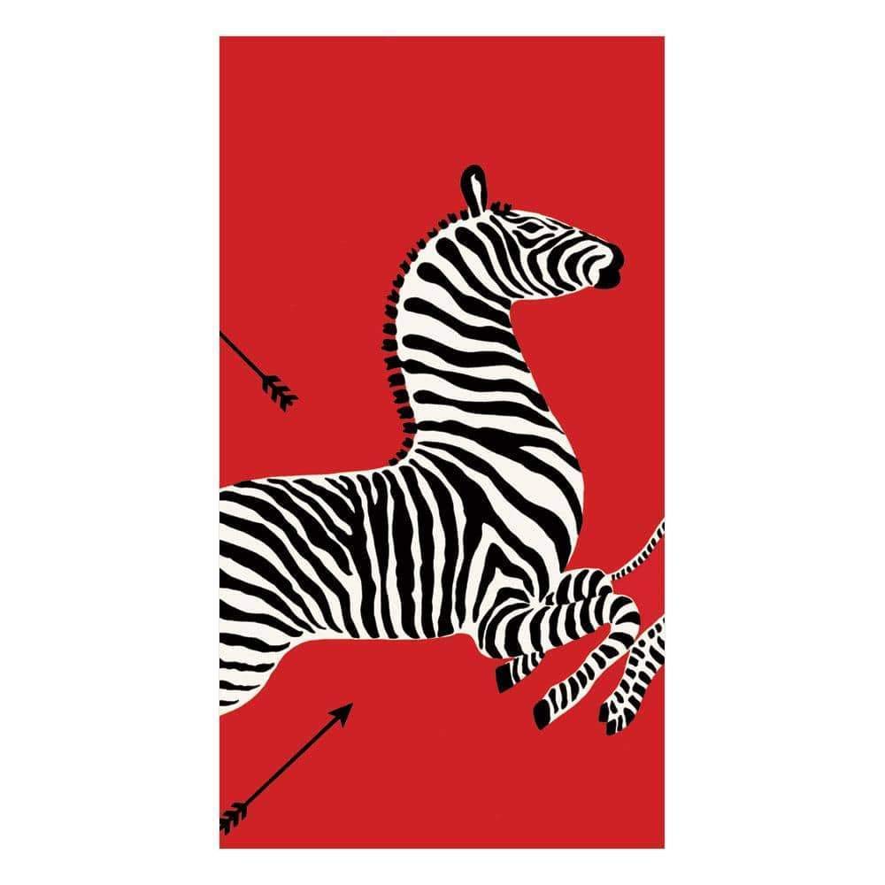Caspari Zebras Paper Guest Towel Napkins in Red - Two Packs of 15