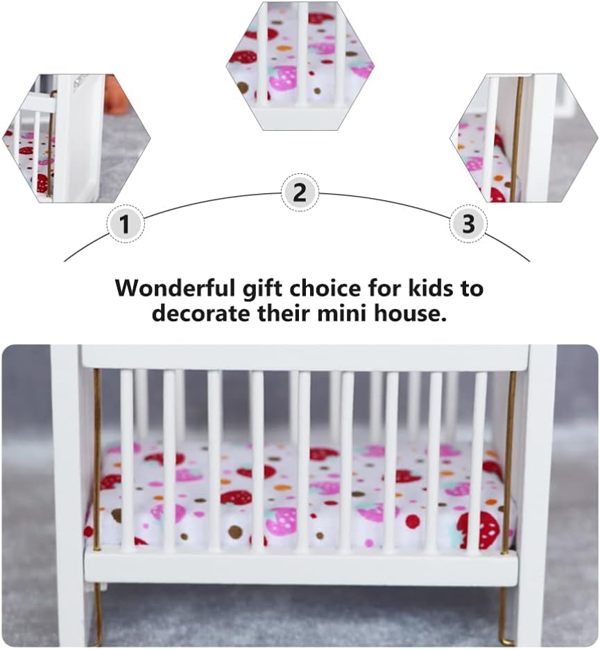 Dollhouse Baby Doll Crib Bed Mini House Baby Crib Cradle Model